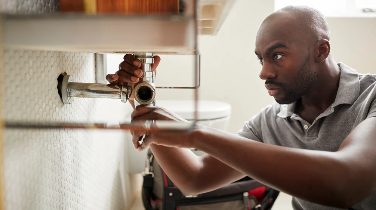 a male plumber fixing a pipe connection from Emergency Plumber Austin in Austin, TX 