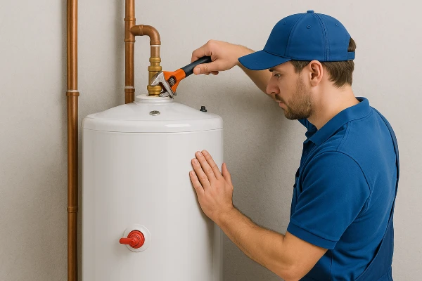 a male plumber installing a garbage disposal from Emergency Plumber Austin in Austin, TX - Commercial Plumbing Services