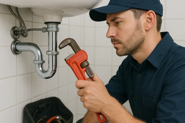 a male plumber installating a water heater from Emergency Plumber Austin in Austin, TX - Commercial Toilet replacement