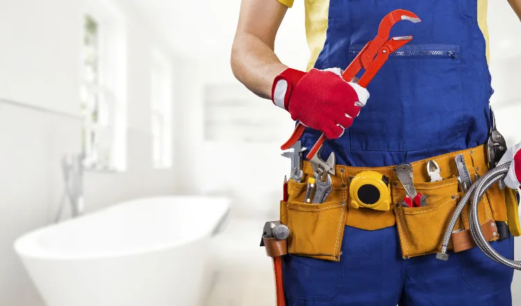 The torso of plumbing technician showing a tool belt from Emergency Plumber Austin in Austin, TX - Residential Plumbing Services